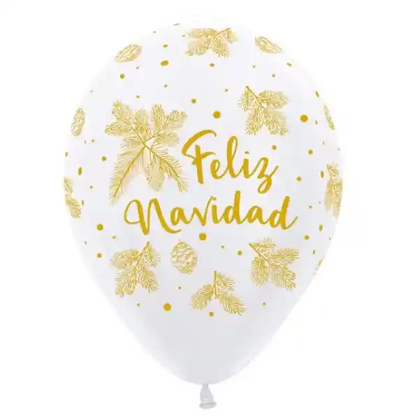 Paquete De Bombas / Globos Feliz Navidad Dorado X 12 Und