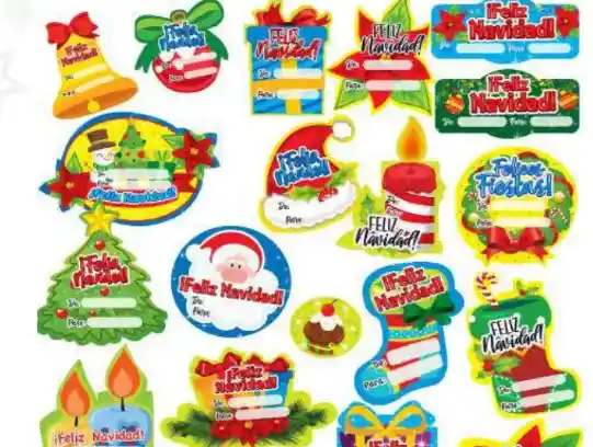 Sticker Pegatina Tarjeta De/para Navidad Figuras X24 Stickers Aprox