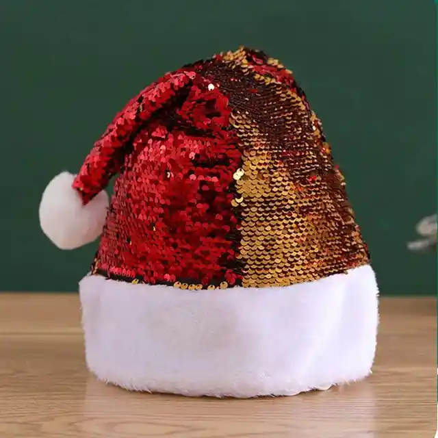 Gorro Navideño Lentejuelas Rojo Dorado Navidad