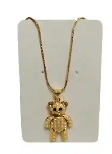 Cadena En Cover Gold Oso Osito Con Perlas