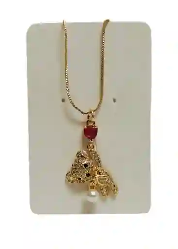 Cadena En Cover Gold Oso Osito Con Piedras Y Un Corazon