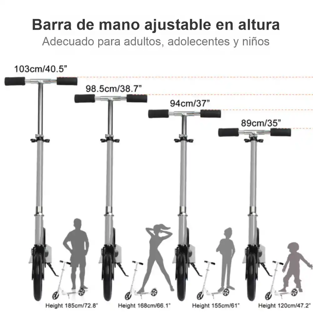 Patineta Scooter Plegable Xxl Para Niños 7+ Jóvenes Adultos