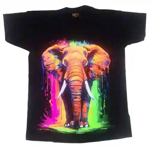 Camiseta Elefante Neón Camiseta Unisex Elefante Neón