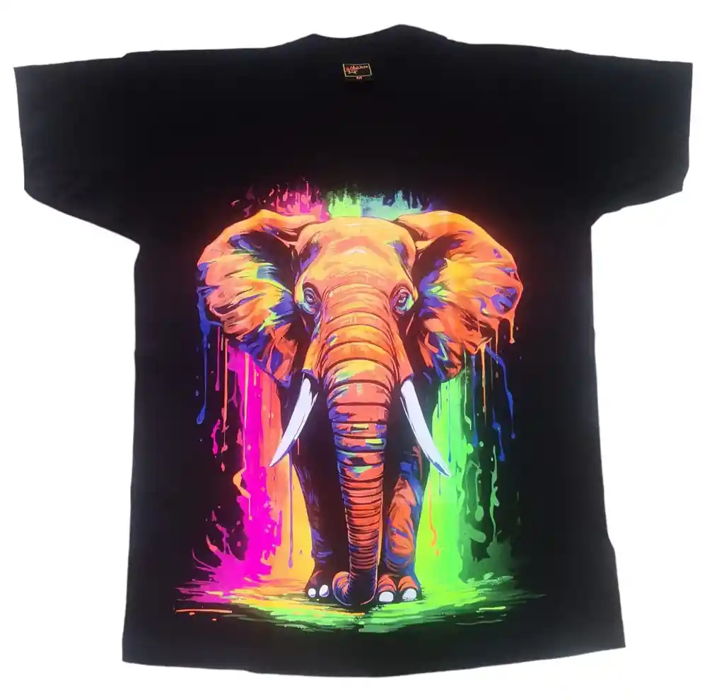 Camiseta Elefante Neón Camiseta Unisex Elefante Neón