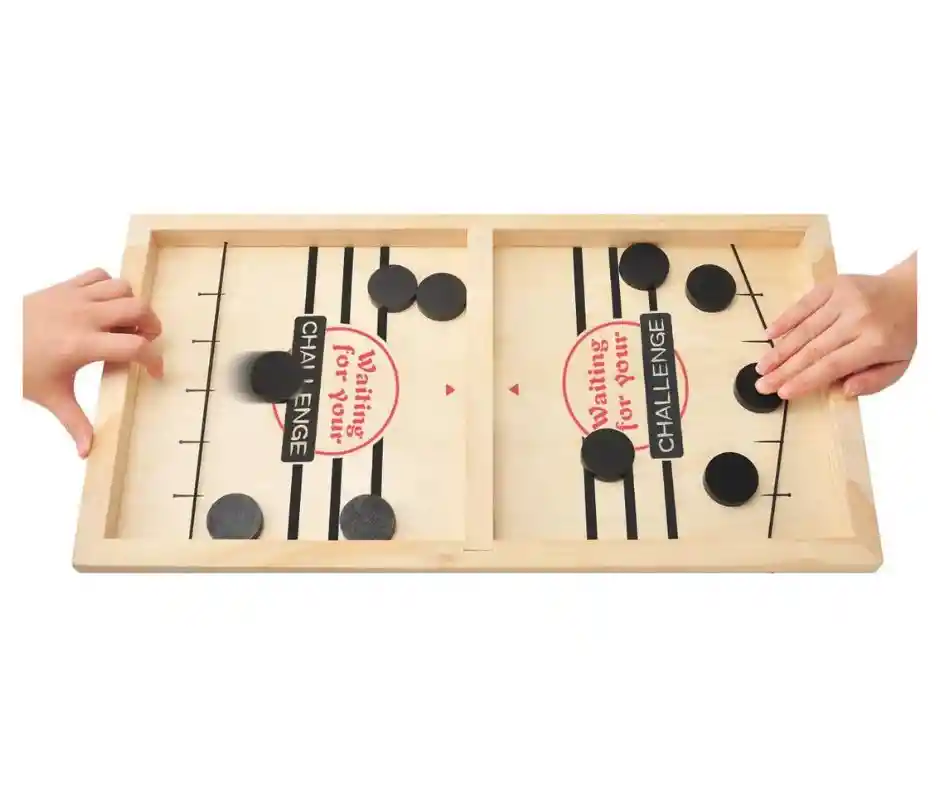 Juego Hockey Madera Mesa Foosball Clásico Sling Puck Familia