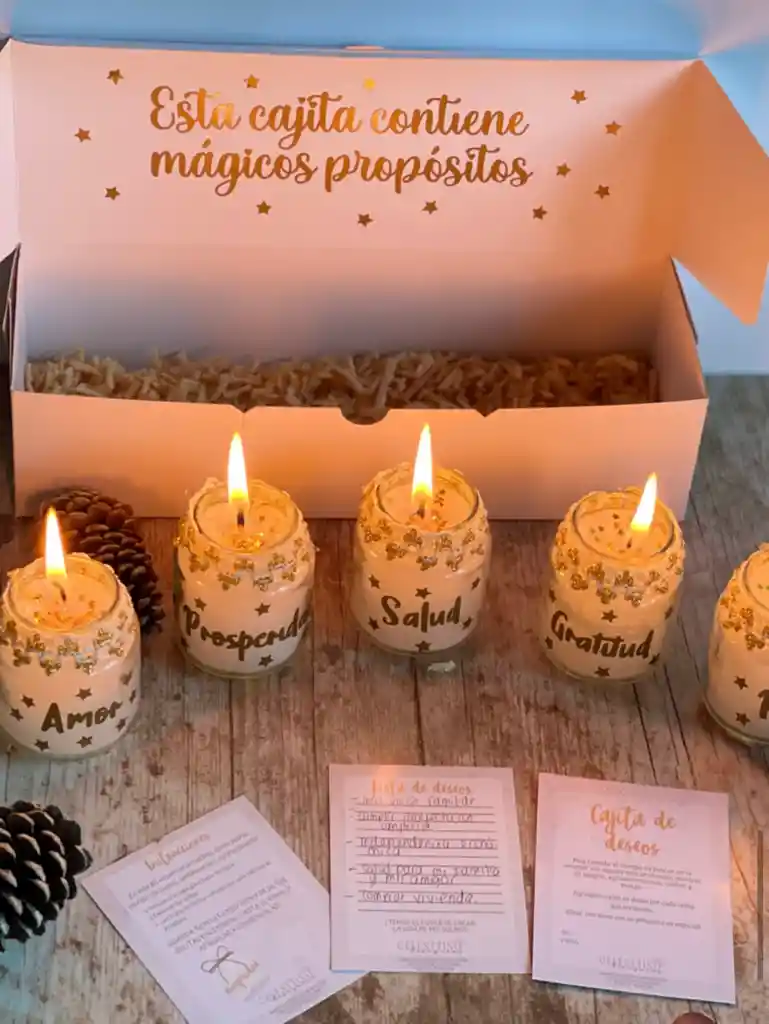 Kit X 5 Velas Con Proposito: Paz, Amor, Salud, Prosperidad, Gratitud