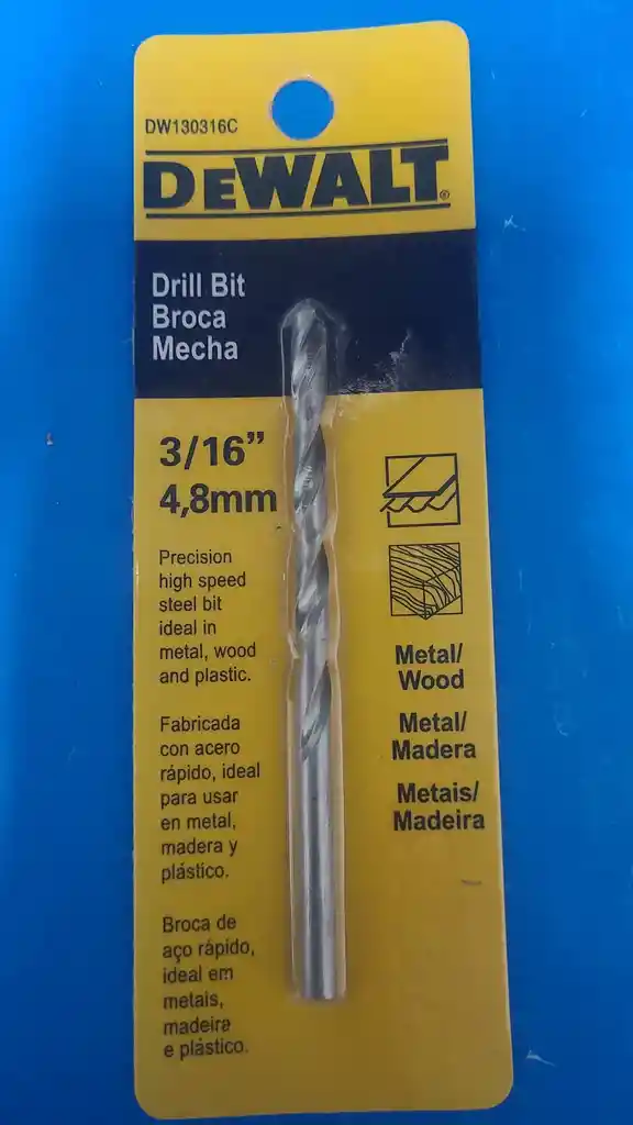 Broca Para Metal 3/16 Dewalt