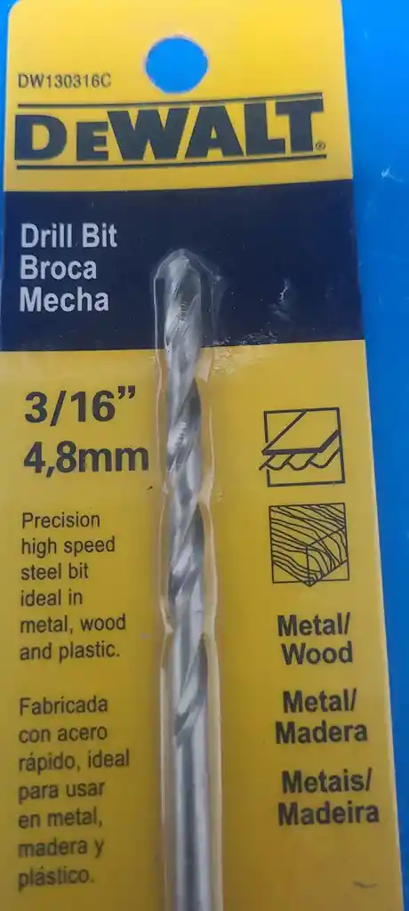 Broca Para Metal 3/16 Dewalt