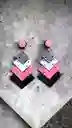 Aretes Triángulos Rosado Negro Y Gris