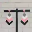 Aretes Triángulos Rosado Negro Y Gris