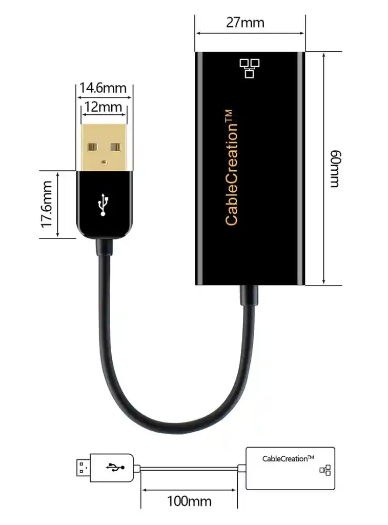 Cable Usb 2.0 A Lan Rj45 Creation 10 Cm | Calidad Premium