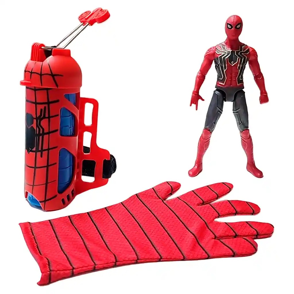 Guante Spiderman Dispara Lanza Agua + Muñeco 17cm Juguete