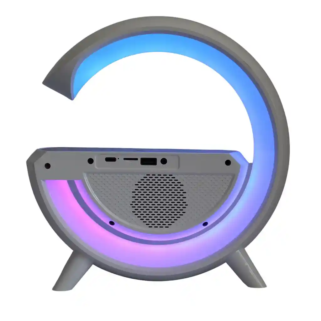 Altavoz Carga Inalambrica Led Multicolor Y Reloj