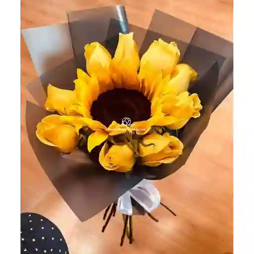 Bouquet De Rosa Amarilla Y Girasol