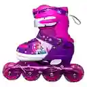 Kit Patines Ajustables Frozen Niñas + Protección Casco Luces Morados