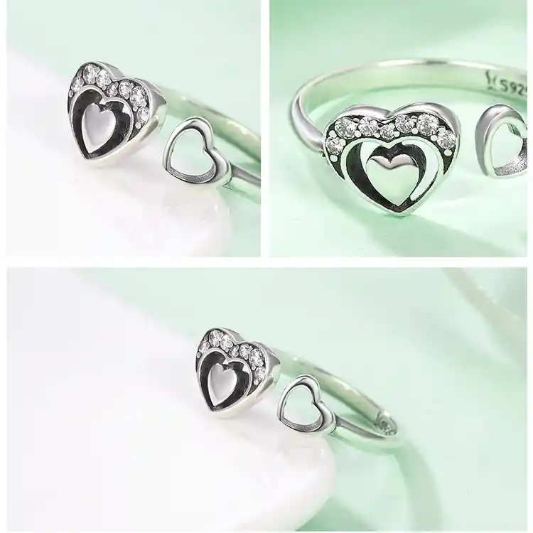 Anillo Compromiso Amor Para Mujer Ajustable En Plata 925