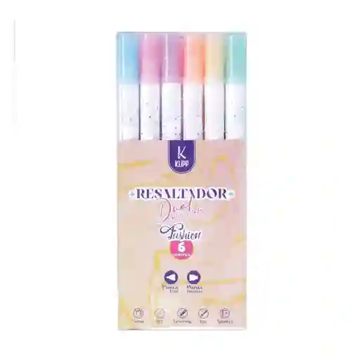 Resaltador Doble Punta Por 6 Unidades Fashion