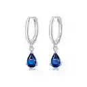 Aretes Gota De Agua Cristal Azul Para Mujer Fabricados En Plata 925