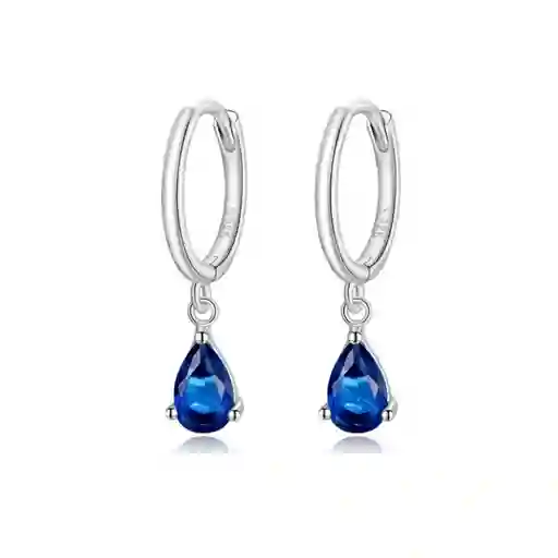 Aretes Gota De Agua Cristal Azul Para Mujer Fabricados En Plata 925