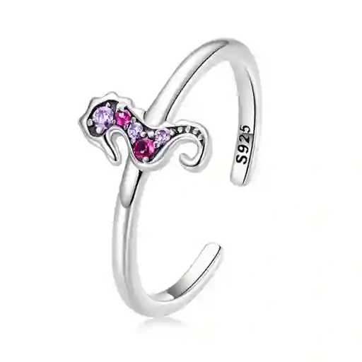 Anillo Ajustable Para Mujer Caballito De Mar En Plata 925