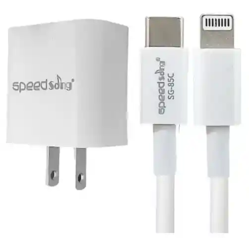 Cargador Speedsong 20 Watts Usb C + Cable Iphone (lighting) A Usb C