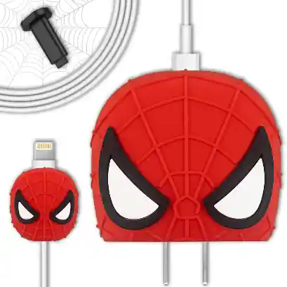 Kit Protector Funda Spiderman Forro Cargador Iphone 20w