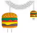 Kit Protector Funda Hamburguesa Kwaii Forro Cargador Iphone 20w