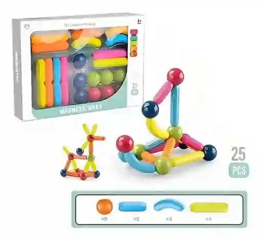 Kit Bloques De Construcción Magnéticos Para Niños 25 Pcs