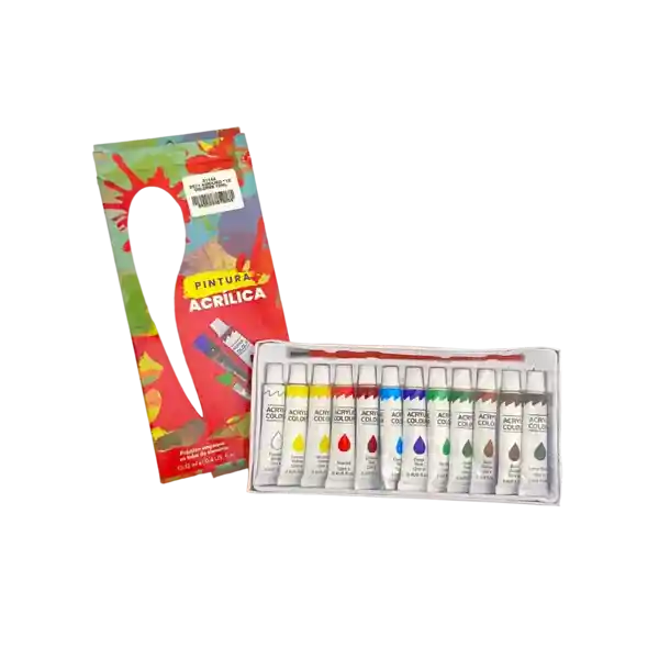 Acrilico De 12 Colores 12 Ml