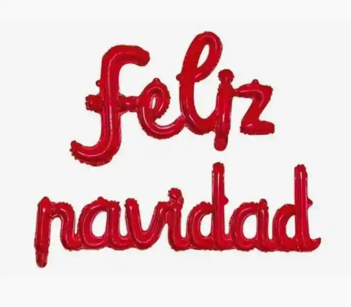 Globo Metalizado Frase Feliz Navidad Letra Cursiva Rojo