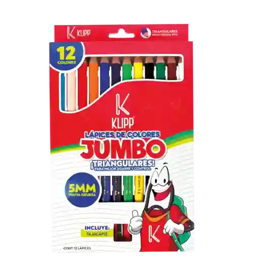 Colores Unipunta Jumbo Por 12 Unidade 5mm Mas Tajalapiz Klipp