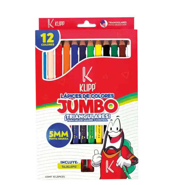 Colores Unipunta Jumbo Por 12 Unidade 5mm Mas Tajalapiz Klipp