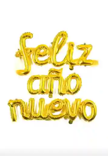 Globo Metalizado Feliz Año Nuevo Letra Cursiva Dorado