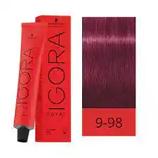 Tinte Igora Royal 9-98 (998) Rubio Muy Claro Violeta Rojo 9 98