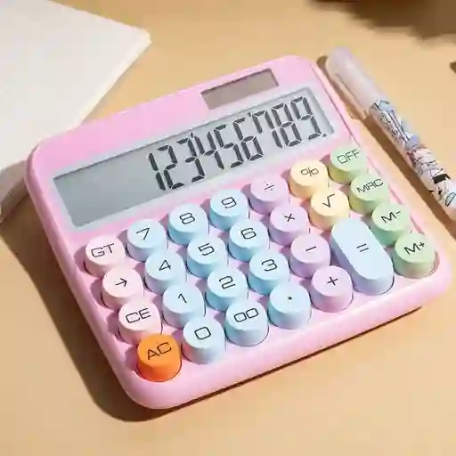 Calculadora Teclado Mecánico Estilo Vintage, 12 Digitos Pantalla Grande, Energia Solar Hogar, Oficina, Escuela