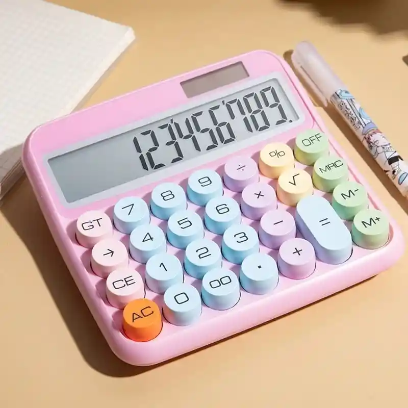 Calculadora Teclado Mecánico Estilo Vintage, 12 Digitos Pantalla Grande, Energia Solar Hogar, Oficina, Escuela