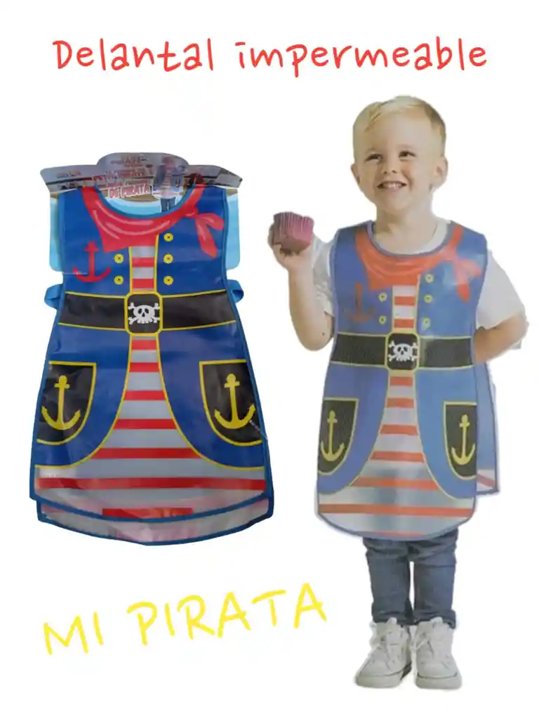 Delantal Impermeable Para Cocina, Pintura, Colegio Mi Pequeño Pirata