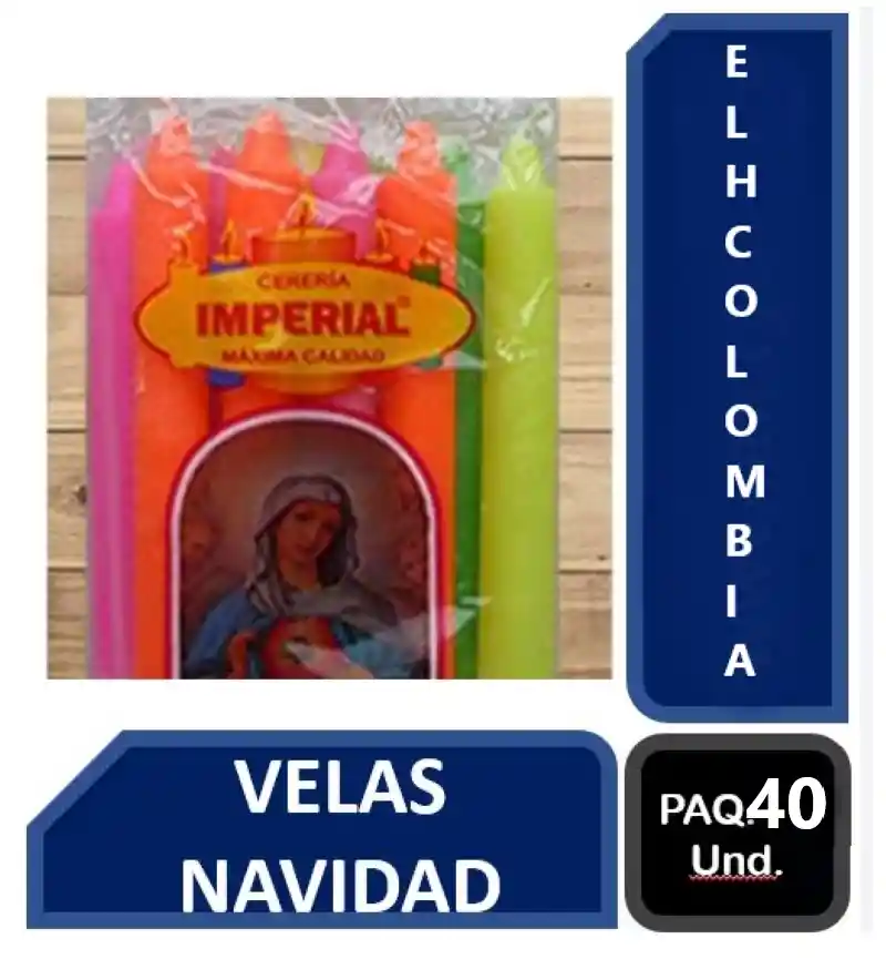 Velas Navidad Dia De La Virgen Por 4 Paquetes De 10 Para Un Total De 40 Unidades Color Surtido 14cm