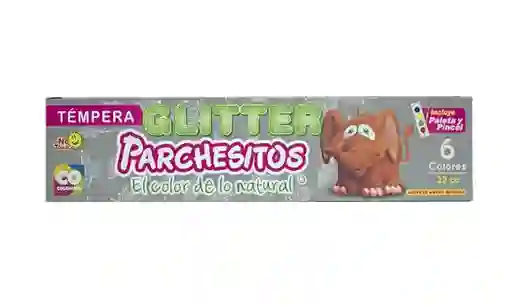 Tempera Parchesito Escarchada Glitter Caja X6