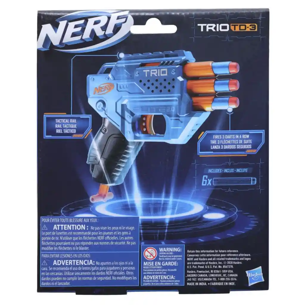 Lanzador Nerf Elite Nuevo Trio Td-3 2.0 E9954