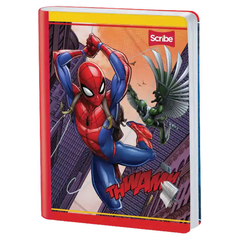 Cuaderno Cosido Scribe De Spiderman Cuadros 100 Hojas - Se Envia Un Motivo Aleatorio