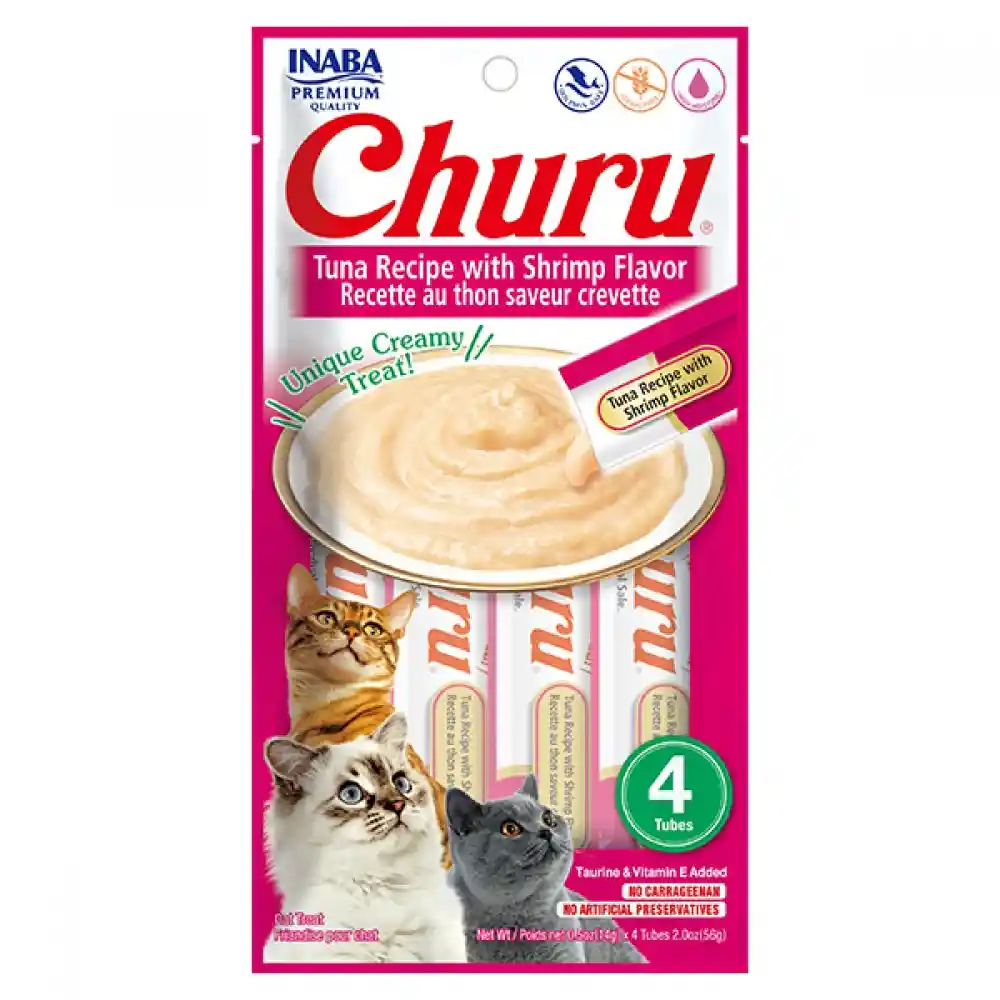 Churu Atún Con Camarón, Snack Líquido Para Gatos