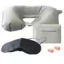 Combo Viajero Almohada Inflable Para El Cuello Mas Tapa Oidos Mas Tapa Ojos Y Bolsita