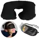 Combo Viajero Almohada Inflable Para El Cuello Mas Tapa Oidos Mas Tapa Ojos Y Bolsita