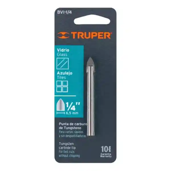Broca 1/4" (6.5mm) Para Vidrio Y Azulejo Truper