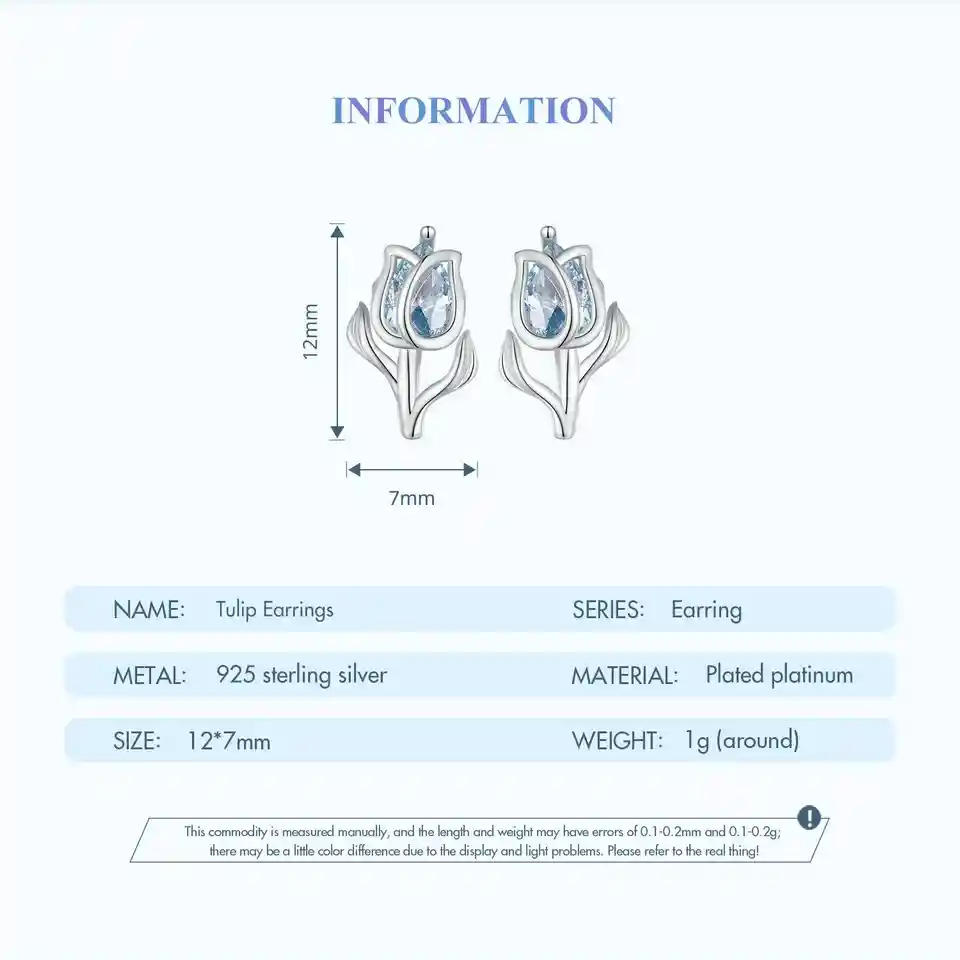 Aretes Topos Flor Tulipán Para Mujer En Plata 925