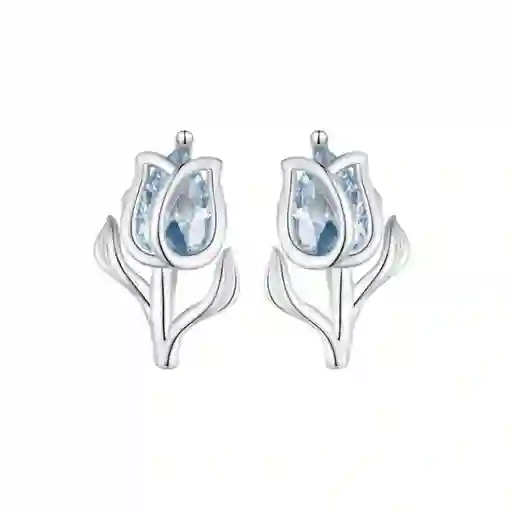 Aretes Topos Flor Tulipán Para Mujer En Plata 925