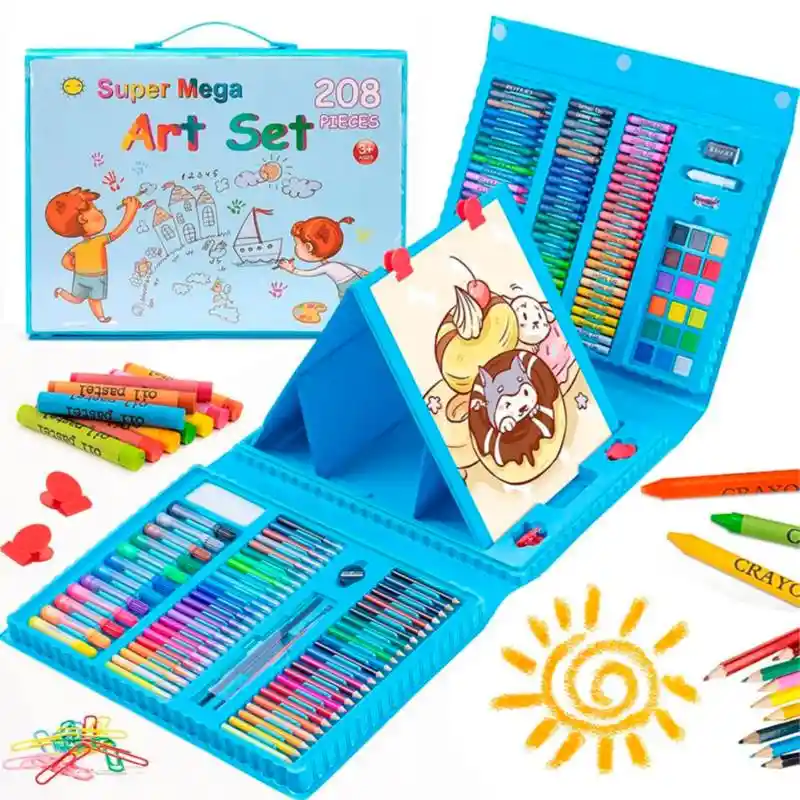 Set Kit De Arte Niños Maleta 208 Piezas Crayon Plumones Colores