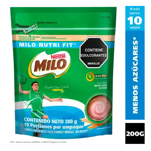 Bebida en polvo MILO NUTRI-FIT menos azúcares x 200g