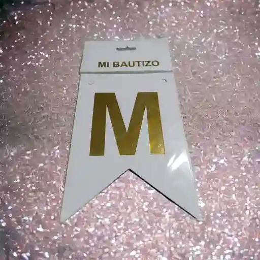 Banderín Mi Bautizo Blanco-letras Doradas